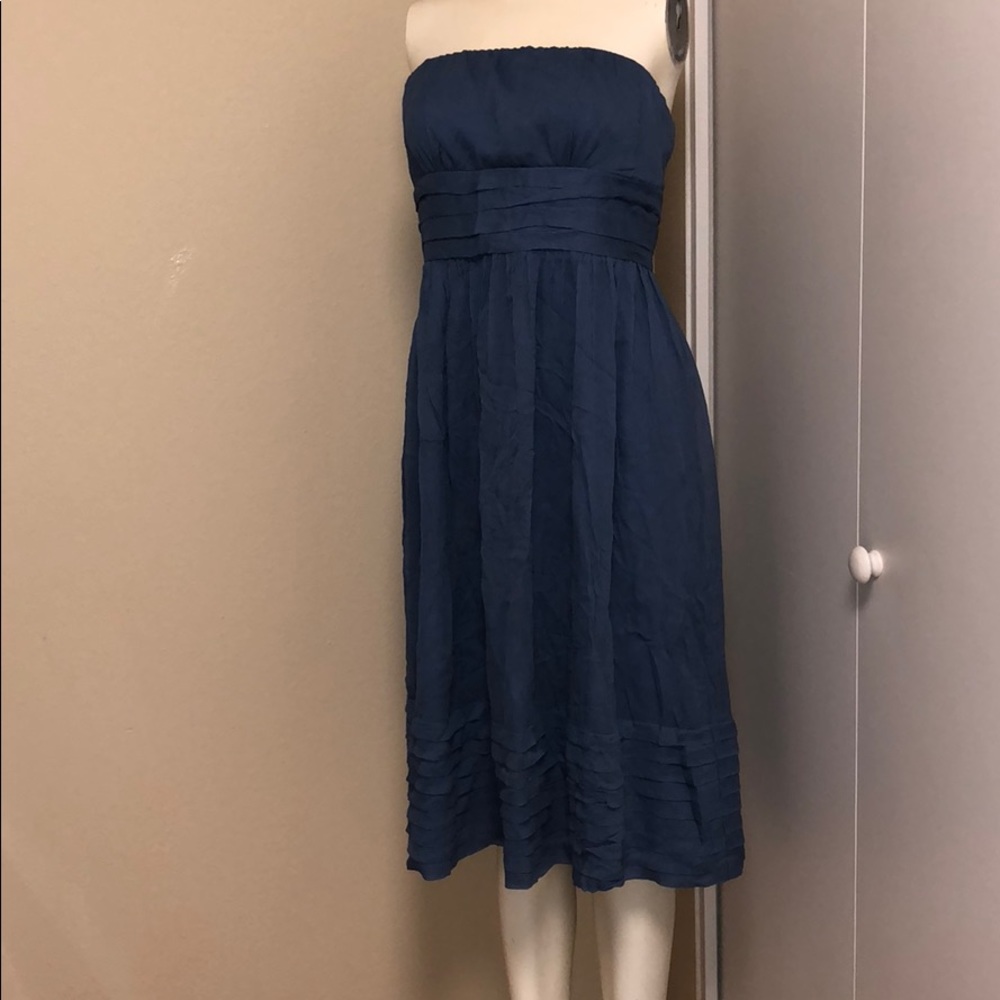 J.Crew Strapless Pewter Blue Dress